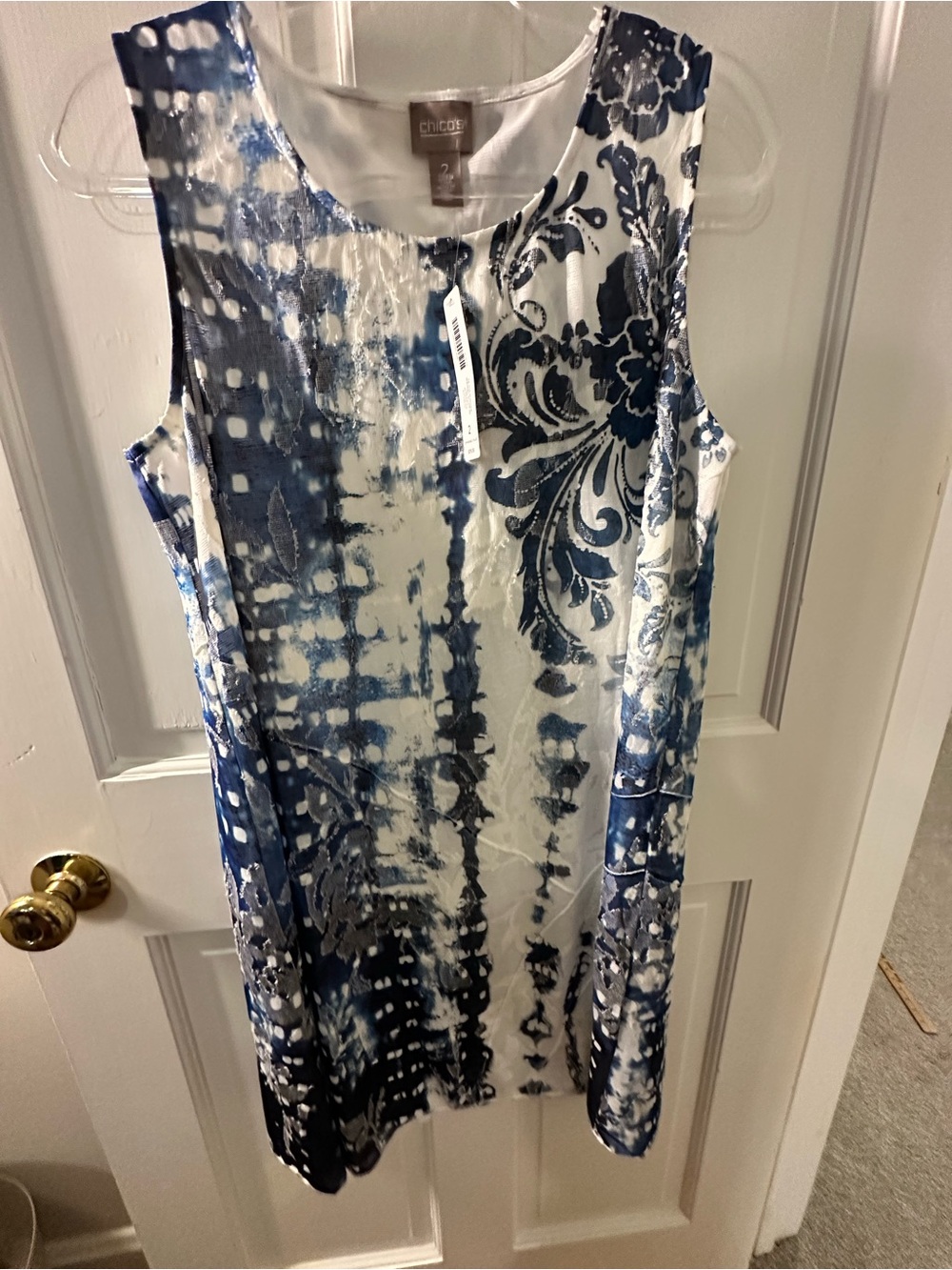 Chico's Navy and White Patterned Sleeveless Dress